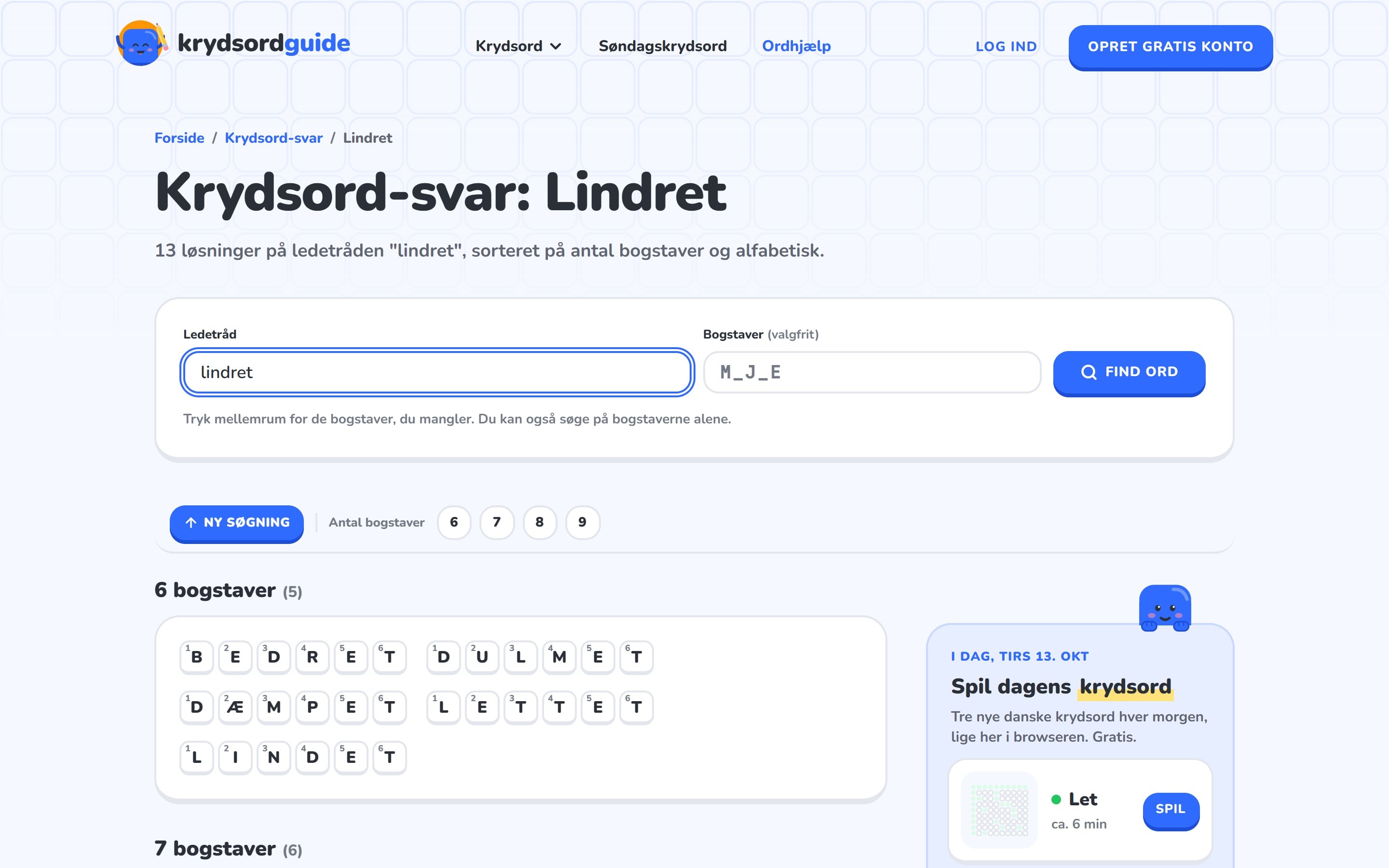 Svarside (desktop)