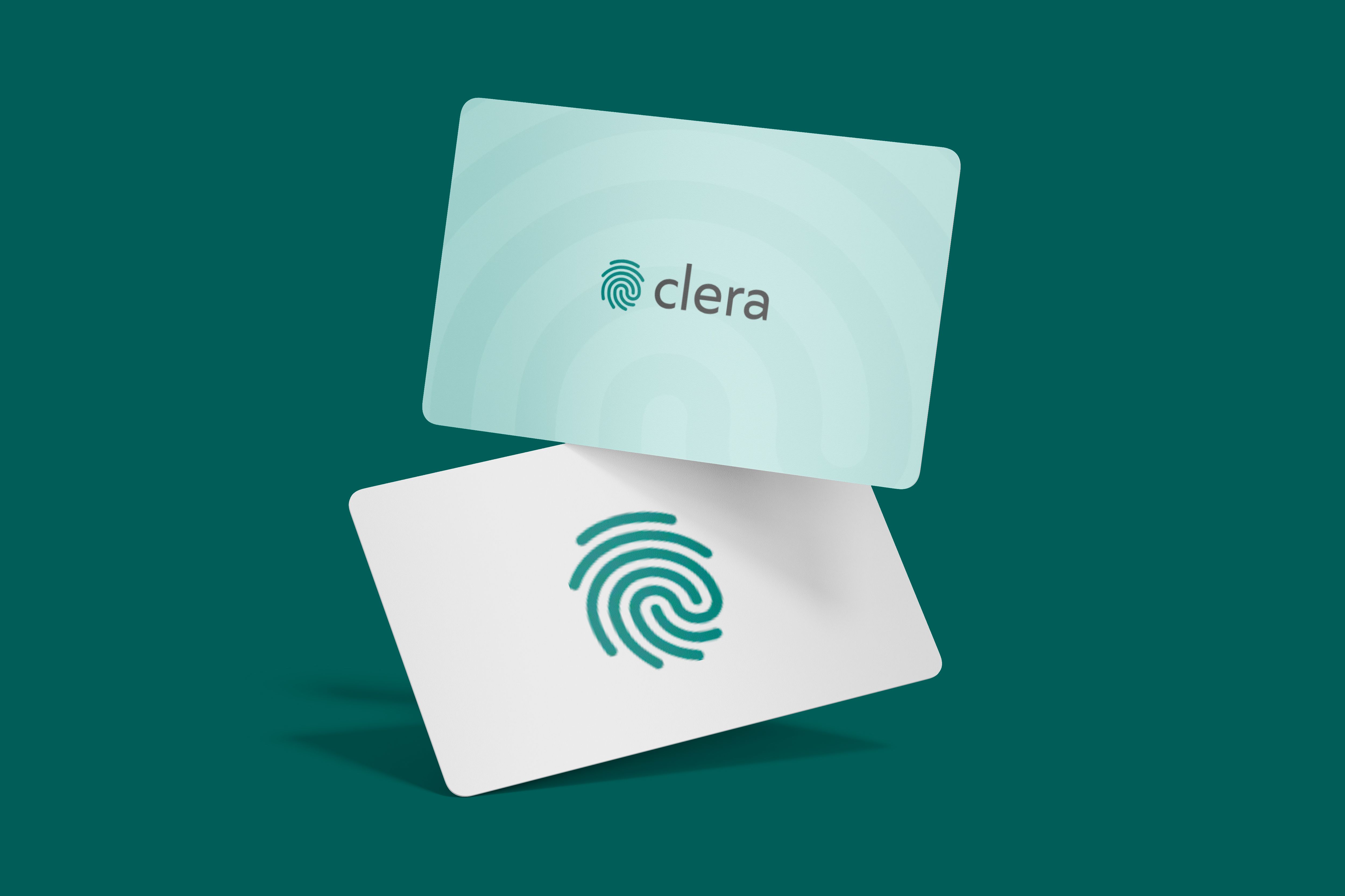 Clera logo på visitkort